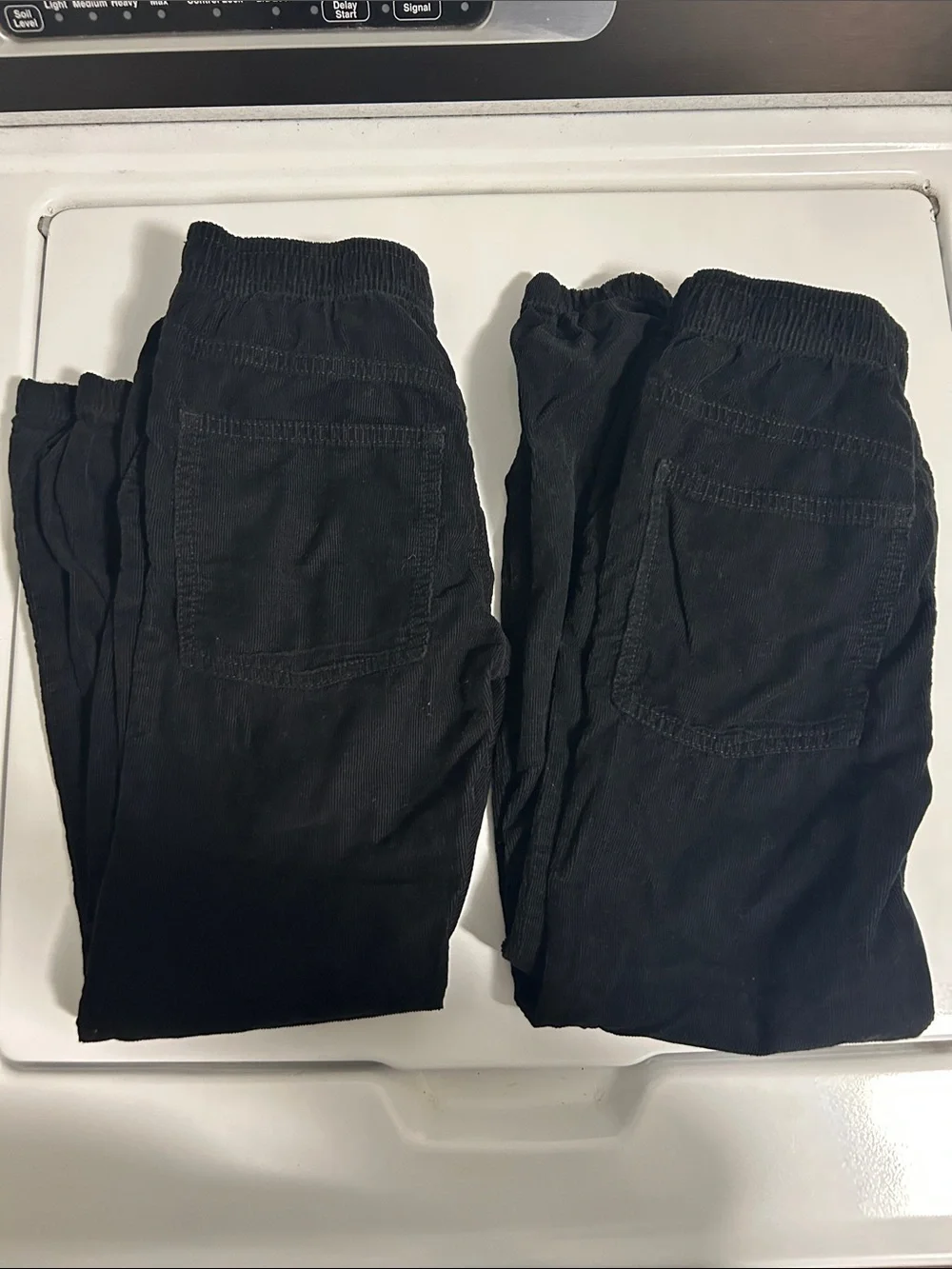 Kids Black Elastic Waist Corduroy Pants